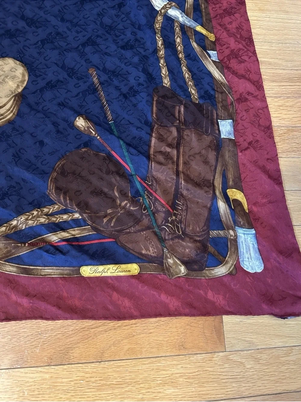 Vintage Ralph Lauren Purple Label Silk Scarf Equestrian Polo Italy 34x33 Luxury